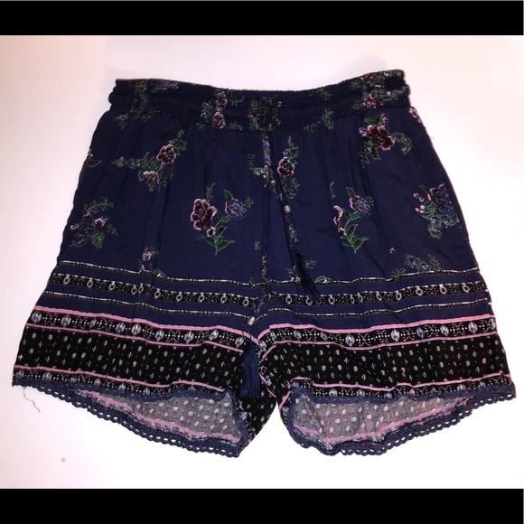 Blue Rain Pants - navy blue flowy shorts